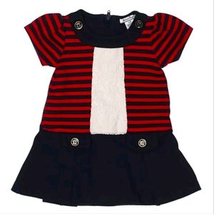 Hartstrings Red White Blue Sailor Style Drop Waist Dress Girls Size 12MON